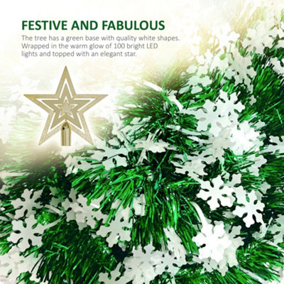VeryMerry Tinsel Pop Up Christmas Tree with Timer LED Lights - Green ...