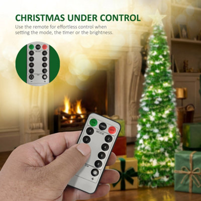 VeryMerry Tinsel Pop Up Christmas Tree with Timer LED Lights - Green ...