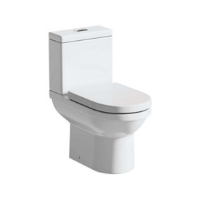 Vesper White Ceramic Close Coupled Toilet with Anti Bacterial Glaze & Soft Close Toilet Seat