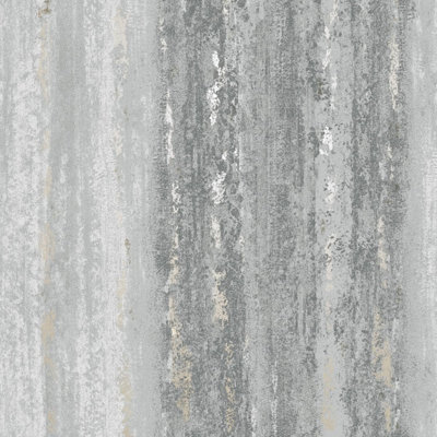 Vesuvius Distressed Stripe Wallpaper Grey Holden 65081