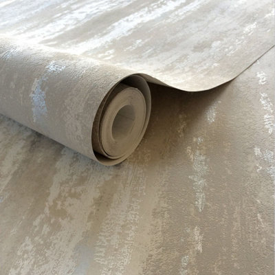 Vesuvius Distressed Stripe Wallpaper Taupe Holden 65082
