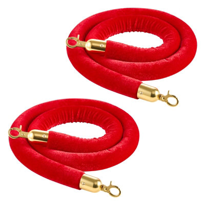 VEVOR 2 Pcs Red Velvet Stanchion Ropes, 1.5 m Crowd Control Stanchion ...