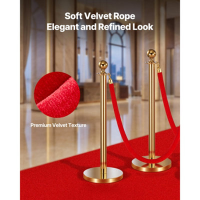 VEVOR 2 Pcs Red Velvet Stanchion Ropes, 1.5 m Crowd Control Stanchion ...
