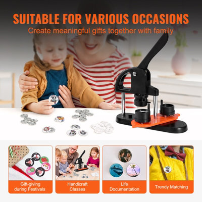 VEVOR Button Maker Machine, 1.25 inch/32mm Pin Maker, Installation-Free ...