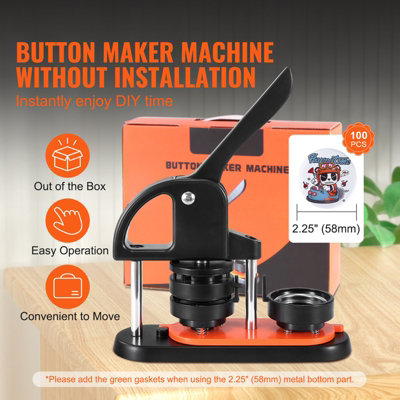 VEVOR Button Maker Machine, 2.28 inch/58mm Pin Maker, Installation-Free ...