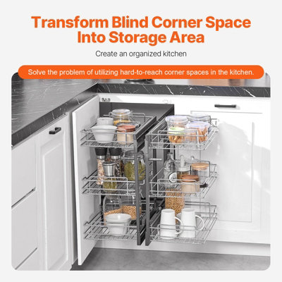 VEVOR Min 15 in W Opening Blind Corner Pull Out Organizer, 3 Tier 6 ...
