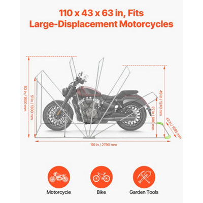 VEVOR Motorcycle Storage Shelter with Security Lock, 600D Flip-Up ...
