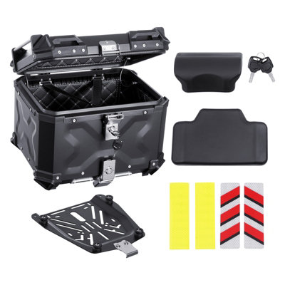 VEVOR Motorcycle Top Case, Universal Aluminum Alloy Motorbike Tail Box ...