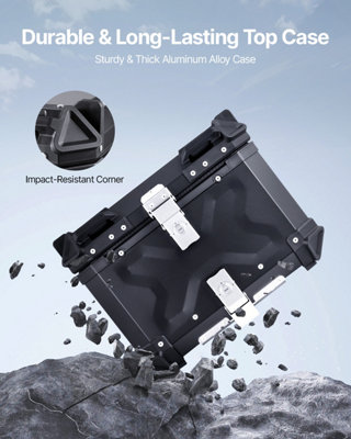 VEVOR Motorcycle Top Case, Universal Aluminum Alloy Motorbike Tail Box ...