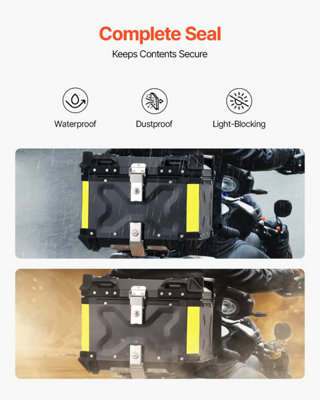 VEVOR Motorcycle Top Case, Universal Aluminum Alloy Motorbike Tail Box ...