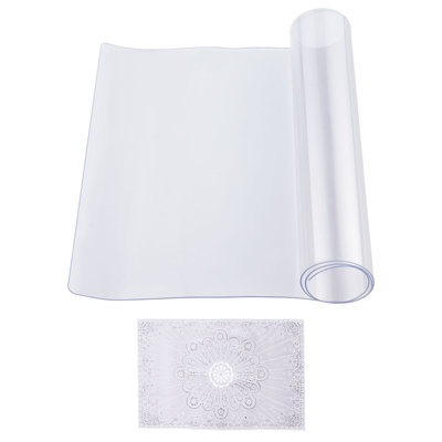 VEVOR Plastic Table Cover, 16 x 32 Inch 1.5 mm Thick Clear Table Protector, Rectangle PVC Desk Mat, Waterproof