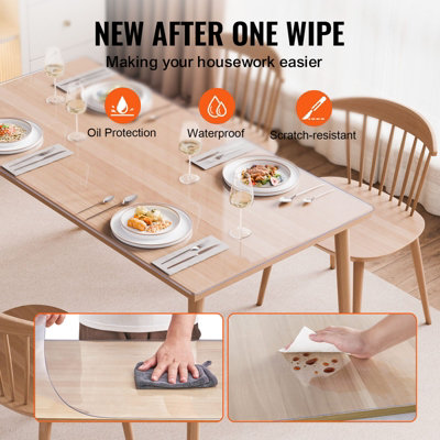 VEVOR Plastic Table Cover, 16 x 32 Inch 1.5 mm Thick Clear Table Protector, Rectangle PVC Desk Mat, Waterproof