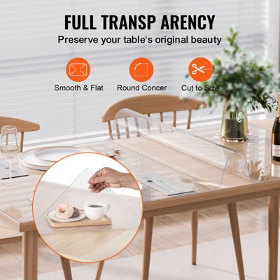 VEVOR Plastic Table Cover, 16 x 32 Inch 1.5 mm Thick Clear Table Protector, Rectangle PVC Desk Mat, Waterproof