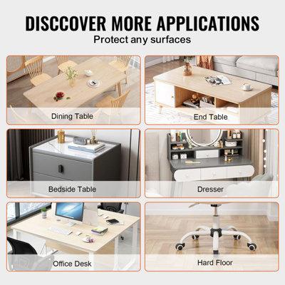 VEVOR Plastic Table Cover, 16 x 32 Inch 1.5 mm Thick Clear Table Protector, Rectangle PVC Desk Mat, Waterproof