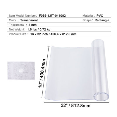 VEVOR Plastic Table Cover, 16 x 32 Inch 1.5 mm Thick Clear Table Protector, Rectangle PVC Desk Mat, Waterproof