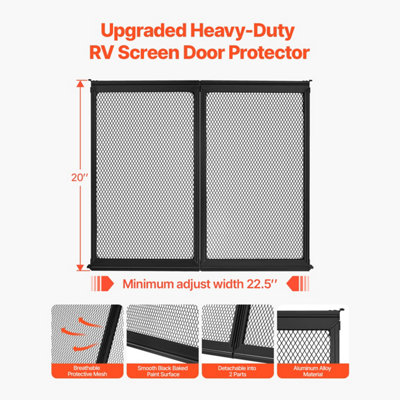 VEVOR RV Screen Door Protector, 571.5 x 508 mm Door Grille, Easy to ...