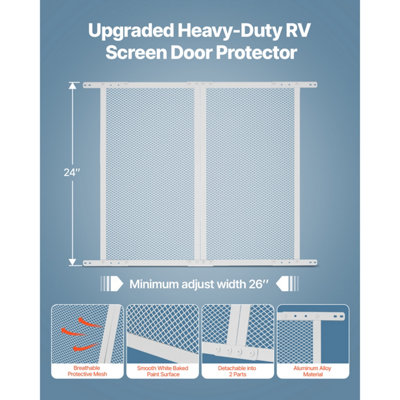 VEVOR RV Screen Door Protector, 660.4 x 609.6 mm Door Grille, Easy to ...