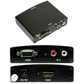 VGA & 2 RCA Audio To HDMI Converter 1080P Cable Adapter Device Laptop/PC to TV