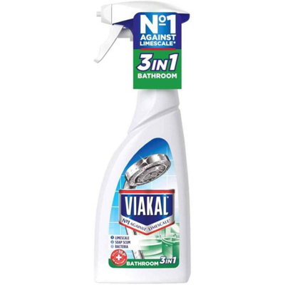 Viakal 3 in 1 Bathroom Limescale Remover Anti-Bacterial Spray 500ml (Pack of 3)
