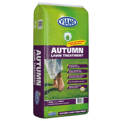 Viano Autumn Lawn Treatment 10kg - Organic Grass Feed Fertiliser & Moss Killer for Garden - Granular Turf Conditioner Restorer