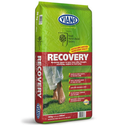 Viano Recovery Organic Lawn Feed Grass Fertiliser 20kg - Summer Autumn Turf Restorer & Pre-Seeder Treatment for Garden Outdoor