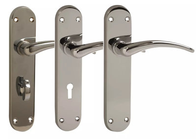 Vibe Internal Door Handle Milan Designer Door Lever Furniture Polished Chrome, Bathroom Lever, 1 Set, No Addition