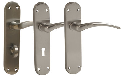 Vibe Internal Door Handle Milan Door Lever Furniture Satin Chrome - Bathroom Lever, 1 Set, No Additions