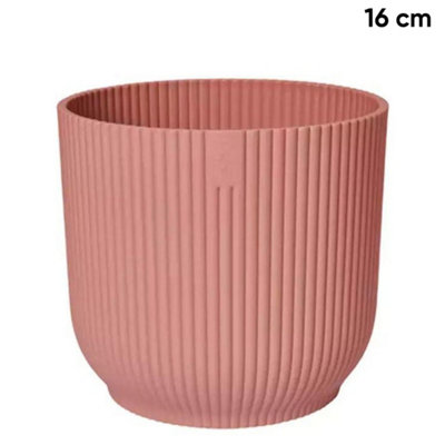 Vibes Fold Round Flower Pot 100% Recycled Matte Plastic Planter Indoor Outdoor Garden Modern Nordic Style 16cm Delicate Pink