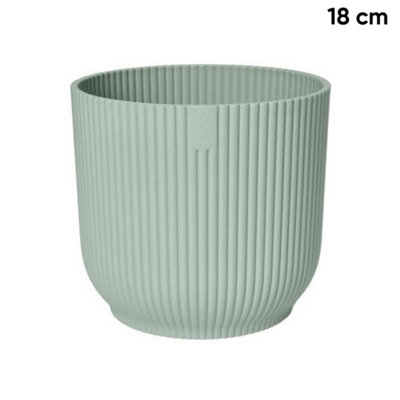 Vibes Fold Round Flower Pot 100% Recycled Matte Plastic Planter Indoor Outdoor Garden Modern Nordic Style 18cm Sorbet Green