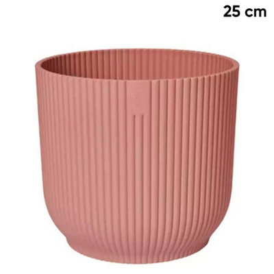 Vibes Fold Round Flower Pot 100% Recycled Matte Plastic Planter Indoor Outdoor Garden Modern Nordic Style 25cm Delicate Pink