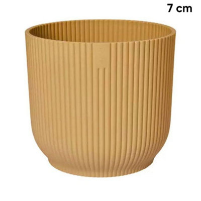 Vibes Fold Round Flower Pot 100% Recycled Matte Plastic Planter Indoor Outdoor Garden Modern Nordic Style 7cm Butter Yellow