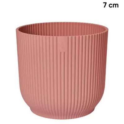 Vibes Fold Round Flower Pot 100% Recycled Matte Plastic Planter Indoor Outdoor Garden Modern Nordic Style 7cm Delicate Pink