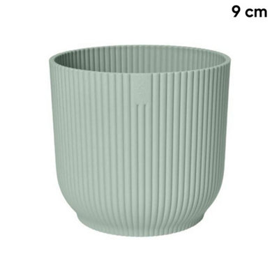 Vibes Fold Round Flower Pot 100% Recycled Matte Plastic Planter Indoor Outdoor Garden Modern Nordic Style 9cm Sorbet Green