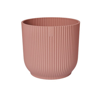 Vibes Fold Round Large 9cm Plant Pot Indoor Home Decorative Flower Herb Planter Embossed Design Recycled Plastic Pink
