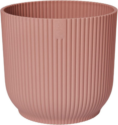 Vibes Fold Round Medium 16cm Plant Pot Indoor Home Decorative Flower Herb Planter Embossed Design Recycled Plastic Pink