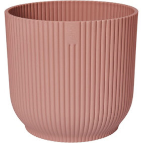 Vibes Fold Round Medium 18cm Plant Pot Indoor Home Decorative Flower Herb Planter Embossed Design Recycled Plastic Pink