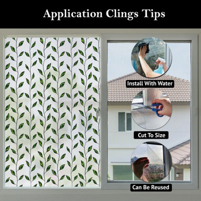 Vibrant and Verdant Vines Window Privacy Film for Glass Windows - Self ...