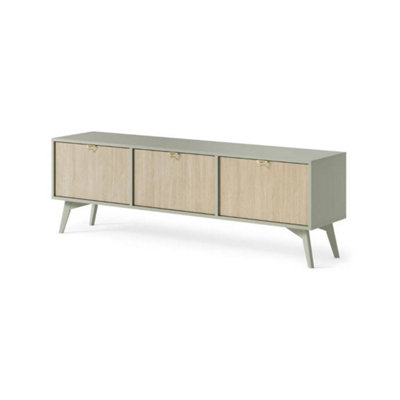 Vibrant Forest TV Cabinet H520mm W1580mm D380mm in Green & Oak Scandi - Elevate Your Entertainment Space