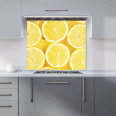 Vibrant Lemons Premium Glass Kitchen Splashback W600mm x H600mm