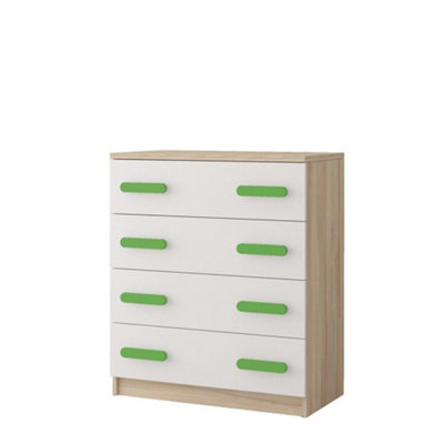 Vibrant Oak Sonoma and White Chest H930mm W800mm D400mm - Lime Handles for Energetic Spaces