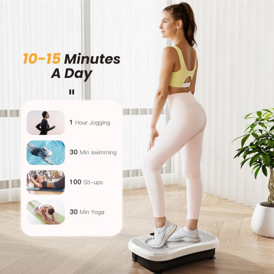 Vibration Plate Exercise Machine for Lymphatic Drainage Weight Loss, Power Vibration  Plate 150KG Capacity, White
