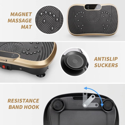 Whole Body Vibration Platform Vibration Plate 2.0 With Bluetooth Speaker &  Adjustable Handles  120 Speed Levels, 2 Resistance Bands For Home Workout Vibration  Plate For Lymphatic Drainage
