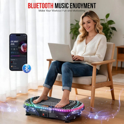 Vibration Plate Exercise Machine with Bluetooth Speaker & LED Lights