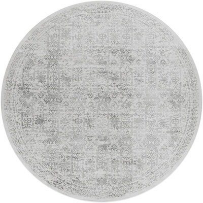 VICKY Round Vintage Traditional Oriental Boho Grey Area Rug 200 x 200 cm