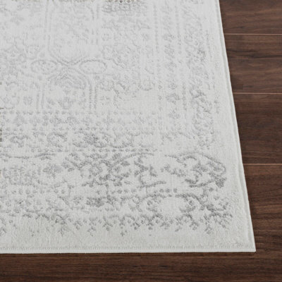 VICKY Round Vintage Traditional Oriental Boho Grey Area Rug 200 x 200 cm