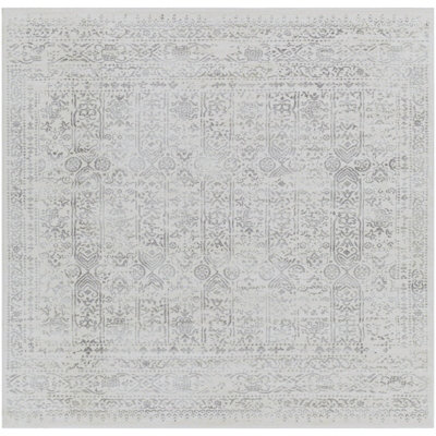 VICKY Square Vintage Traditional Oriental Boho Grey Area Rug 200 x 200 cm