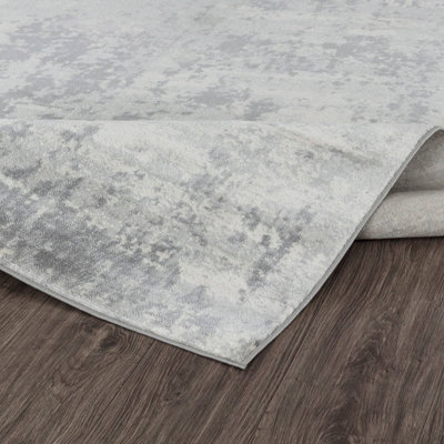 VICTOIRE Abstract Modern Marble Grey/Ivory Area Rug 130 x 180 cm