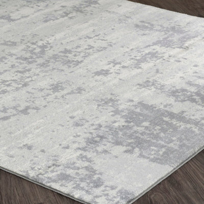 VICTOIRE Abstract Modern Marble Grey/Ivory Area Rug 130 x 180 cm