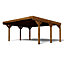Victor Double Wooden Carport 6m x 5m Opaque Roof with Galvanised Concrete-in Feet