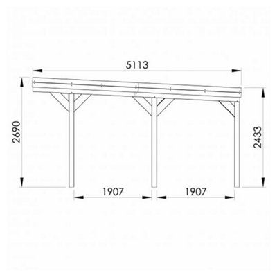 Victor Double Wooden Carport 6m x 5m Opaque Roof with Galvanised Concrete-in Feet - 5